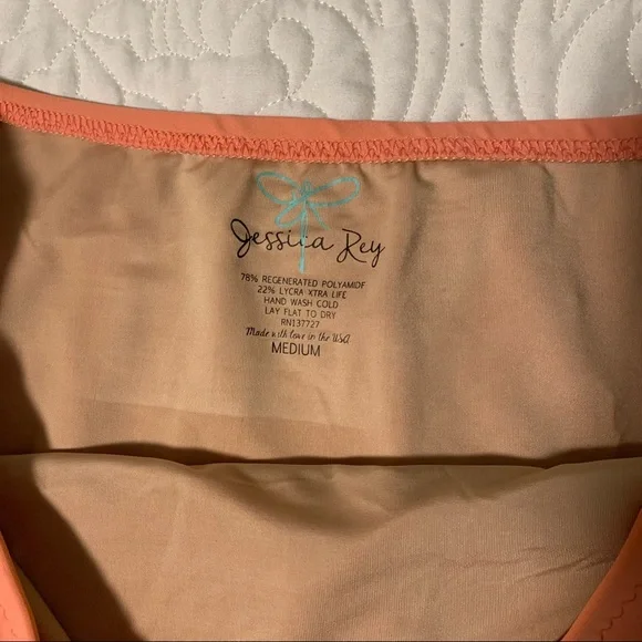 Jessica Rey swimwear size Medium swim dress striped pink skirt bathing suit - Picture 8 of 11